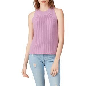 525 AMERICA Purple 100% Cotton Halter Neckline Knit Sweater Tank Top Size XL